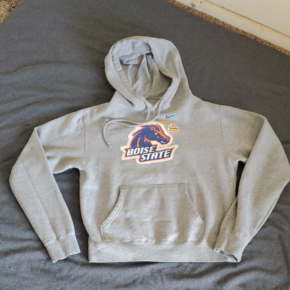 Nike BSU Hoodie Sweatshirt Gray Boise State University Fiesta Bowl Sz M 🔥